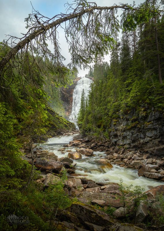 waterfall,river,mountains,norway,summer,falls,henfallet Valley of Light фото превью