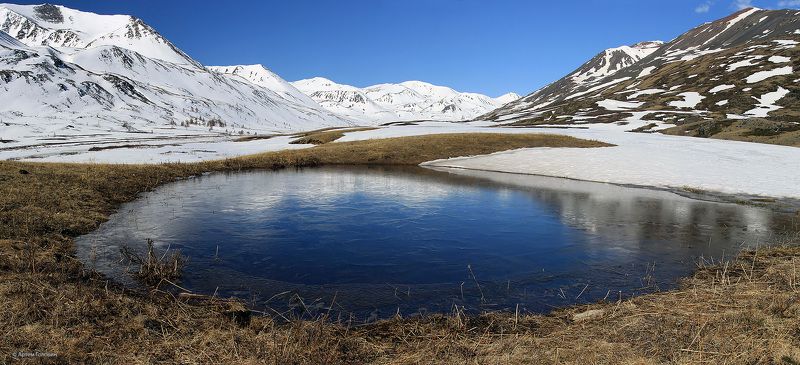 алтай, озеро, весна Озеро в долине реки Тараphoto preview