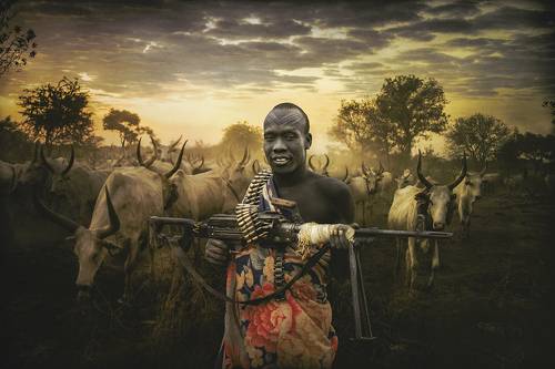 An armed man of the Mundari tribe