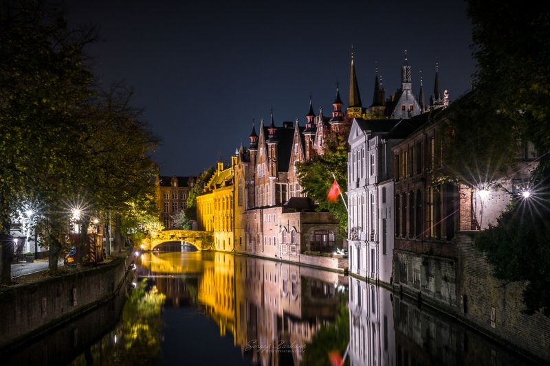 Night in Bruges, Belgium