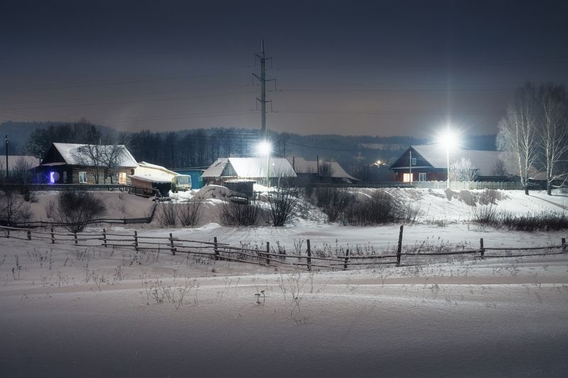 Морозная ночь на селе