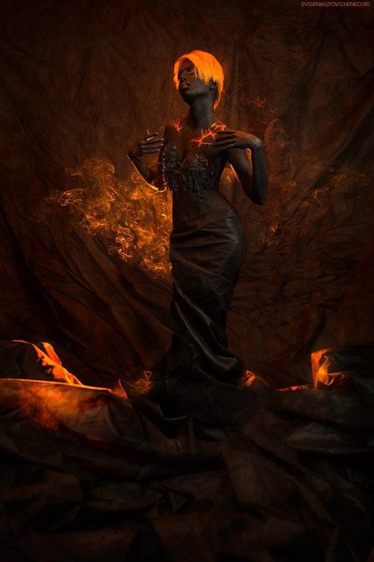 бодиарт, девушка, вулкан, лава, магма, черный, дым, рыжая Мифы о богине Пелеphoto preview