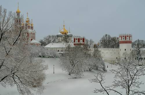 Завьюжило, запуржило снегом Новодевичий...