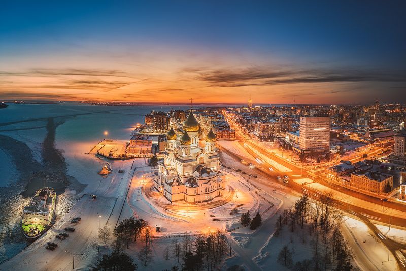 Февральский закат в Архангельске