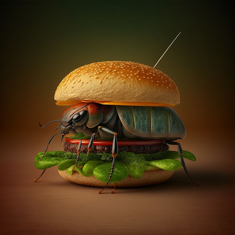 a sandwich with beetles