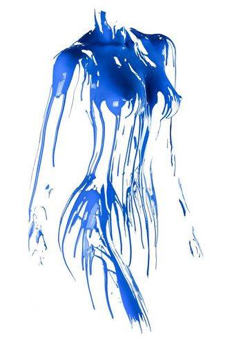 blue abstract body silhouette - made with REAL paint