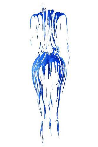 blue abstract body silhouette - made with REAL paint - PART 2