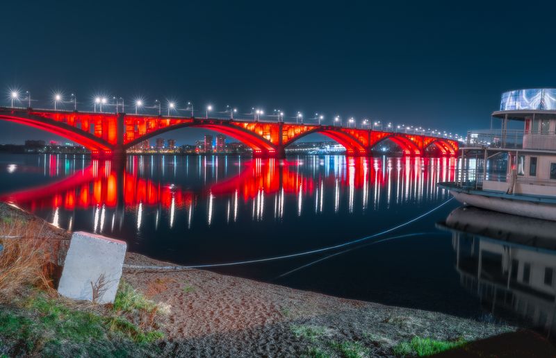 Панорама Коммунального моста в Красноярске