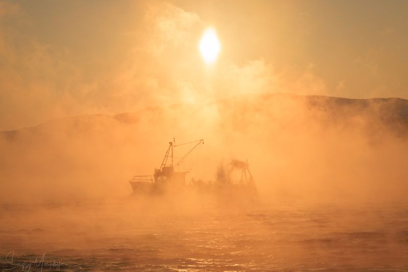 Fishing morning. Barents sea.