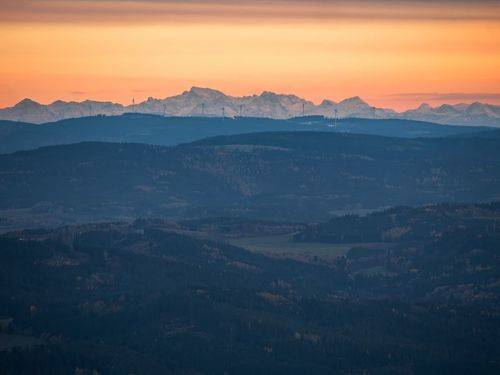 Totes Gebirge in sunset light from Czechia