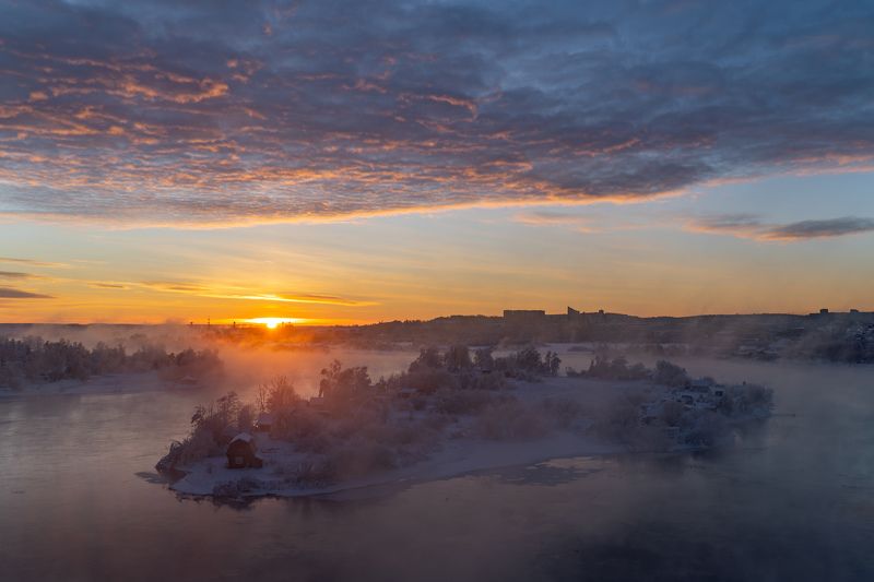 Зимний рассвет в Иркутске