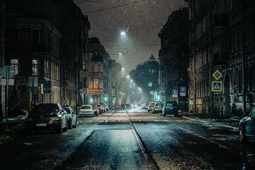 Мистика зимних улиц ночного Питера | Кадр раз