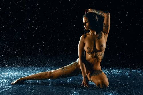 Tattoo model rain shoot