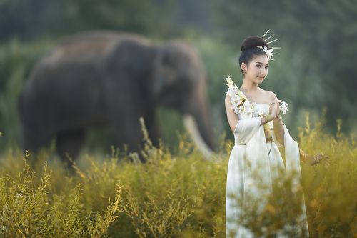 Girl and elephant