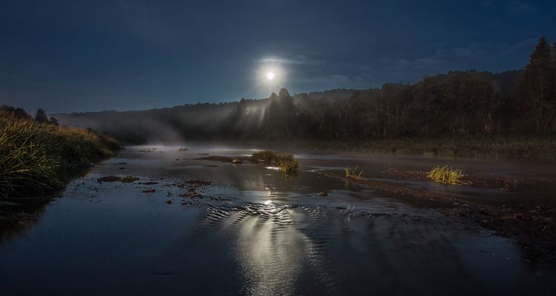 Full Moon Foggy River