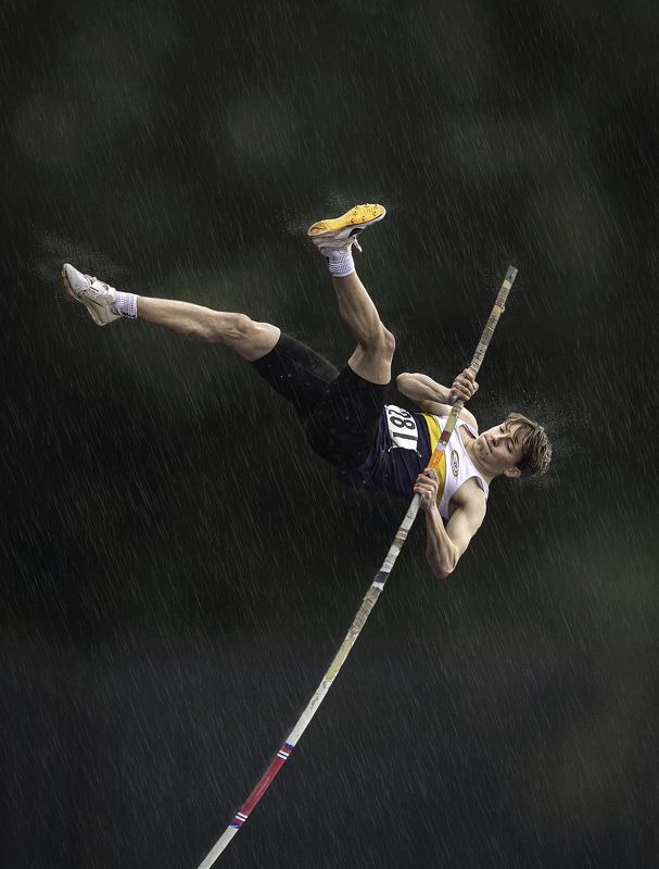 Pole-vaulting in storm Kathrine