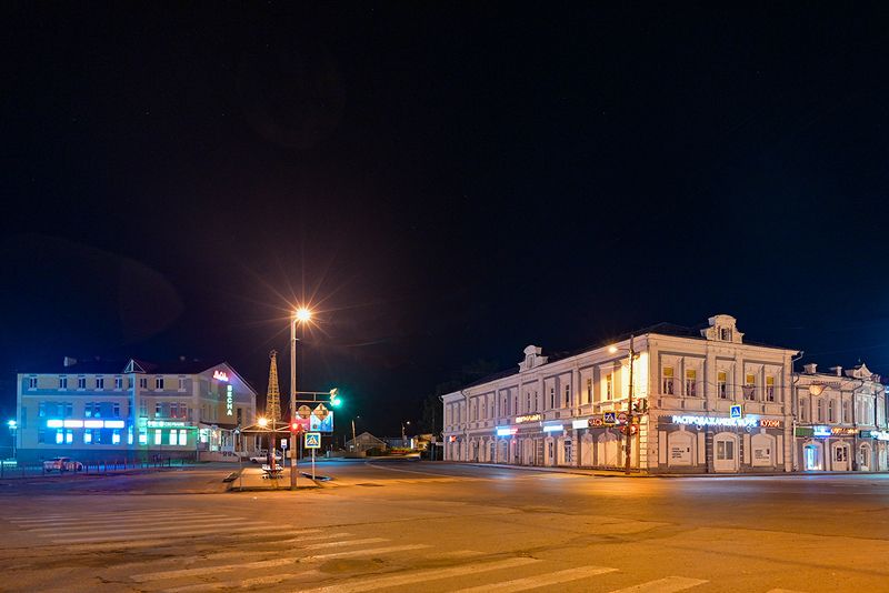Ночной город Павлово на Оке