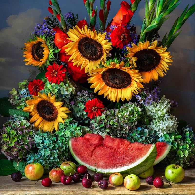Watermelon and Sunflowers