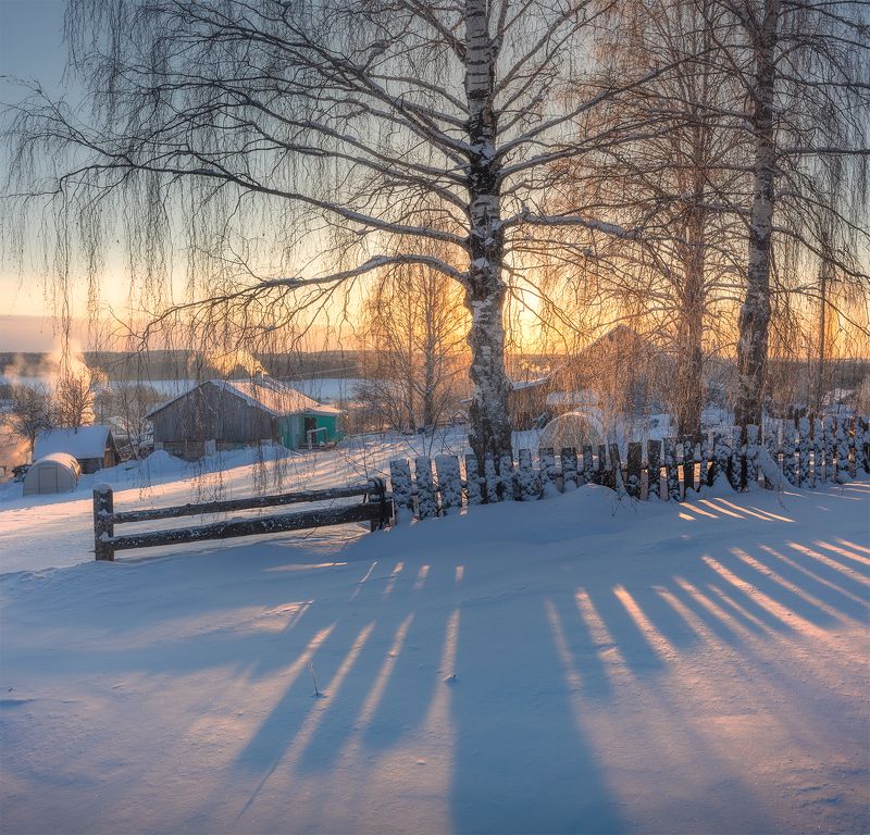 морозный вечер.