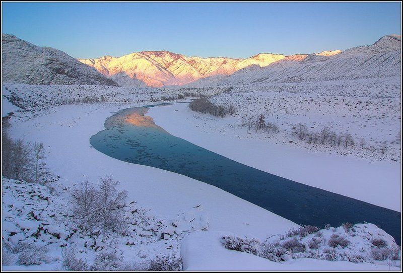 алтай, катунь, зима, закат Укатунский закатphoto preview