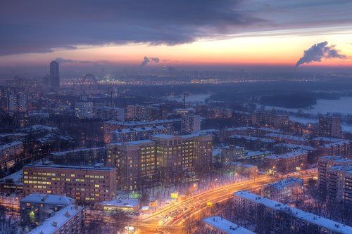 Закат в морозной Москве