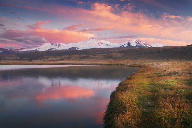 Алтай, Горы, Закат, Озеро, Пейзаж, Укок Закат на Гусином озереphoto preview