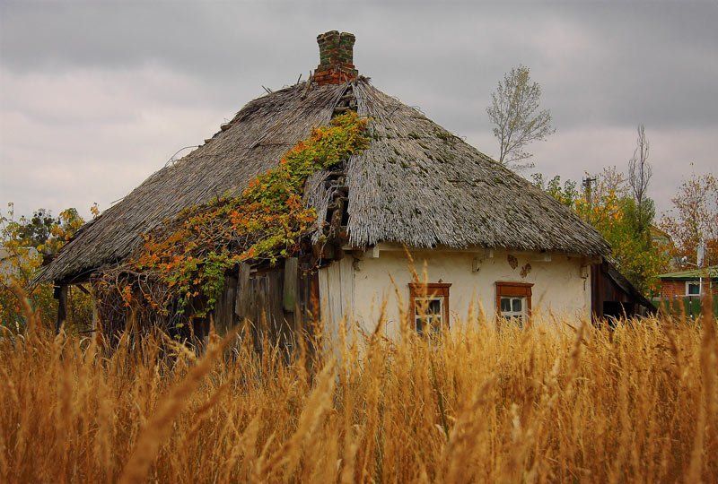 Изба с соломенной крышей