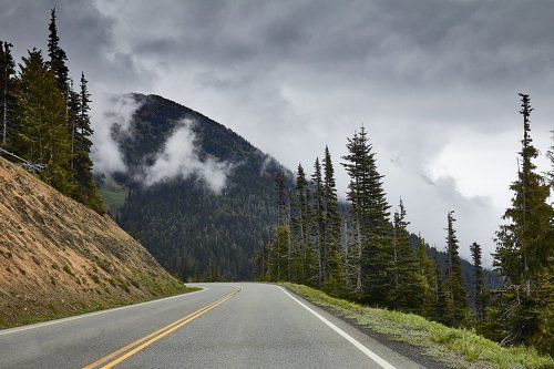 Mountain Road in Clouds
