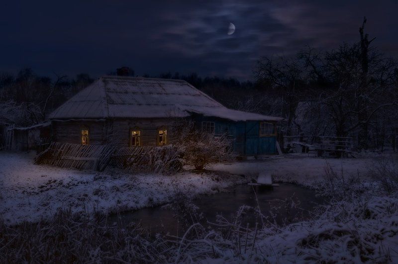 Деревня, Зима, Ночь Где-то в Центральной Россииphoto preview