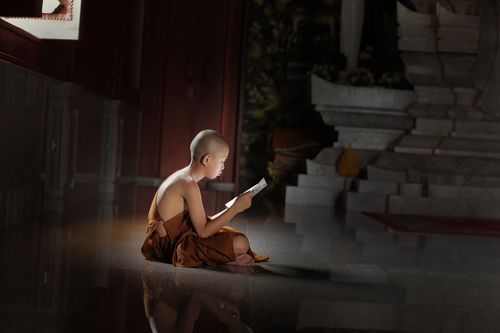 Novice monk learning in Temple.