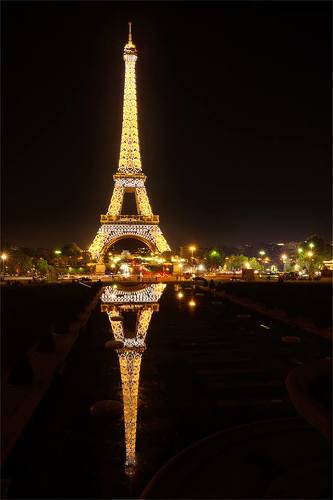 Paris at night with Eiffel Tower
