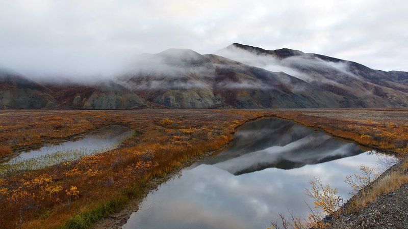 осень, речка, сопки, чукотка, пейзаж, облака, природа, север, Осенняя.photo preview