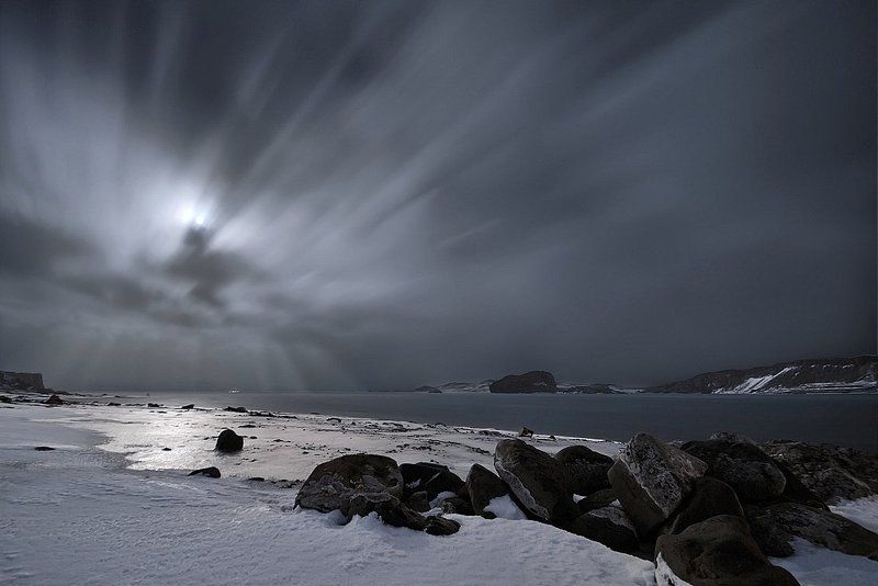 антарктика, остров kig georg,бухта ардли, полнолуние Полнолуние в бухте Ардлиphoto preview