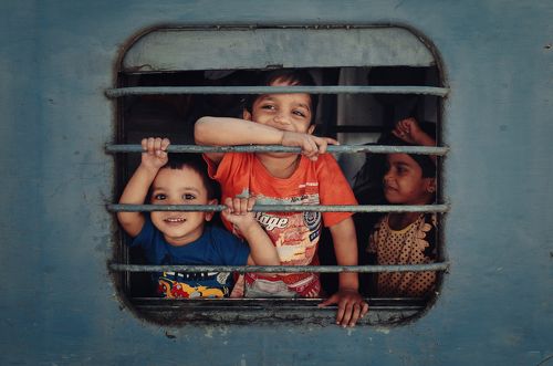 Children on train