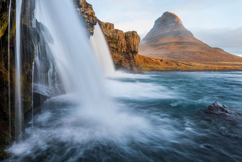kirkjufellsfoss, исландия, водопад, рассвет, iceland Kirkjufellsfossphoto preview