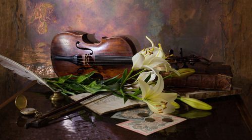 Натюрморт со скрипкой и лилией