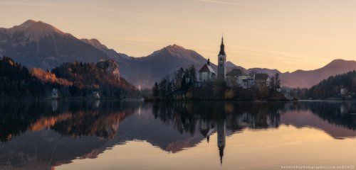 Словения. Утро на озере Блед