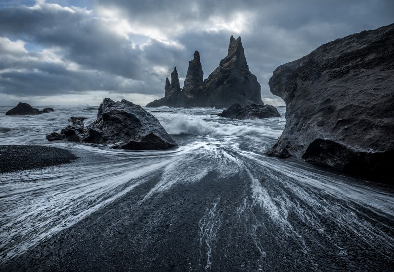 пейзаж, исландия, пляж, скалы Замки черного пляжаphoto preview