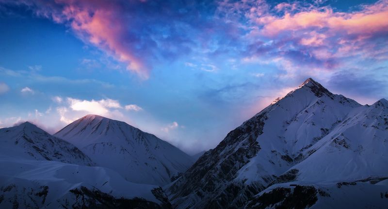 пейзаж, зима, зимний, горы, грузия, гудаури, закат, снег Sunsetphoto preview