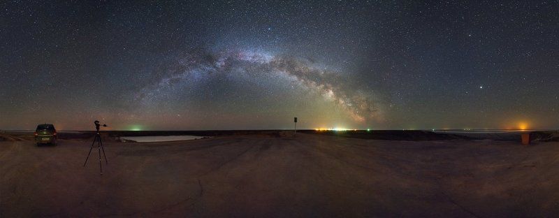 млечный путь, эльтон, космос, панорама Ночь на озере Эльтонphoto preview