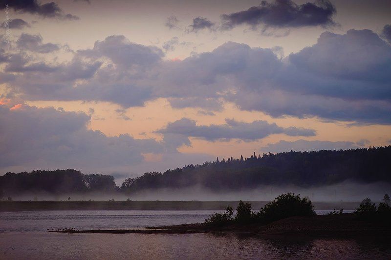река, томь, лес, тайга, рябь, волна, закат, небо, облака, тучи, туман, горы, берег, камни, Fujifilm X-M1, МС Юпитер-37А * * *photo preview