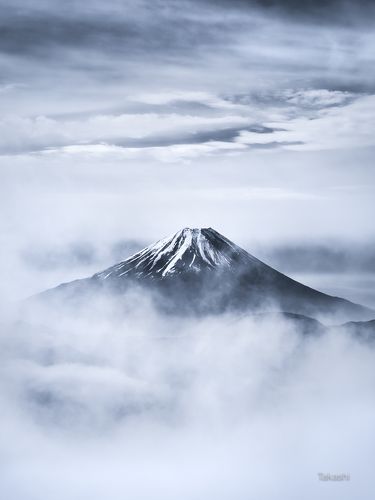 Fuji in clouds