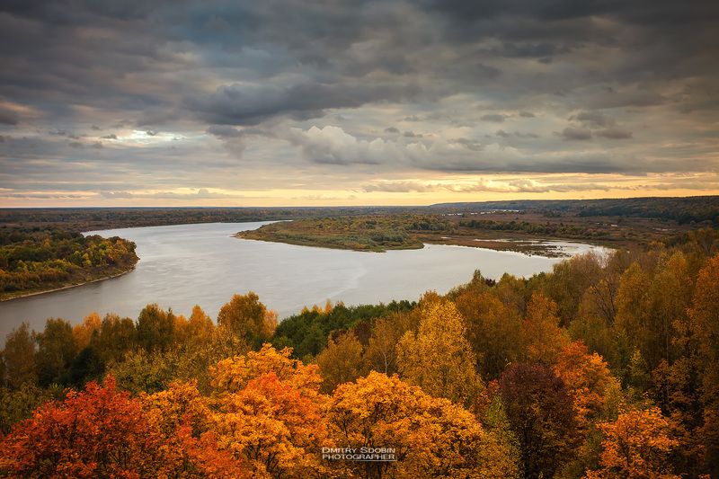 закат, река, природа, пейзаж, осень, облака, тучи, дождь Осень на Океphoto preview