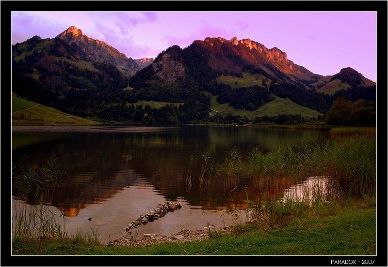 швейцария, schwarzsee, fribourg, черное озеро, закат, paradox Тишь догорающего дняphoto preview
