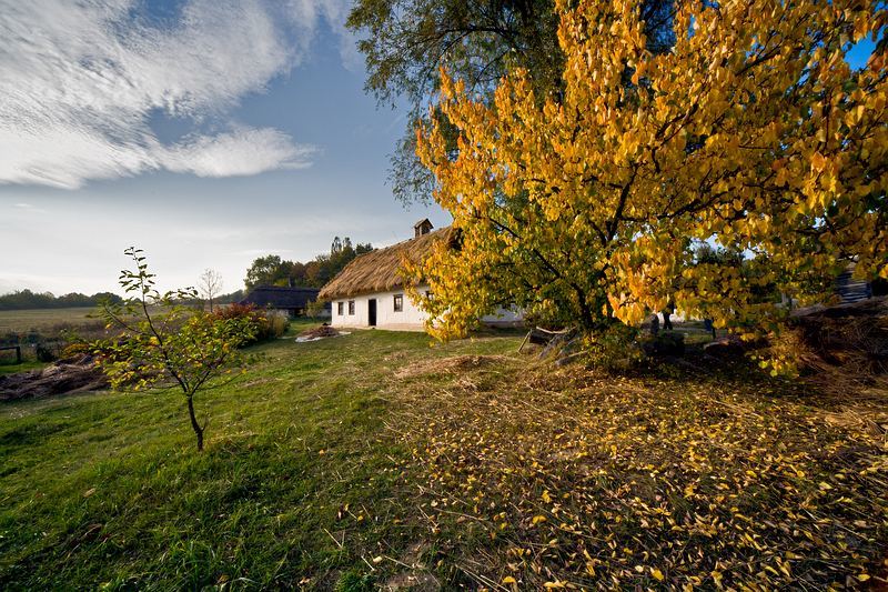 небо, осень, природа, деревня осеннее кантри...photo preview
