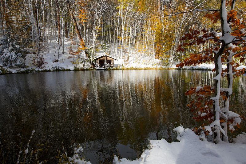 пейзаж, крым, озеро, осень, снег, деревья, Осенний мотив.photo preview