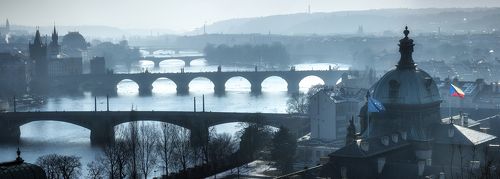 Две панорамы зимней Праги