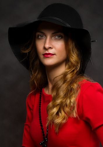 Portrait of a woman in red