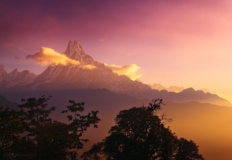 machapuchare, nepal, mountain, sunset, sunrise, landscape, nikon, geo, travel, Восход над Machapuchare.photo preview