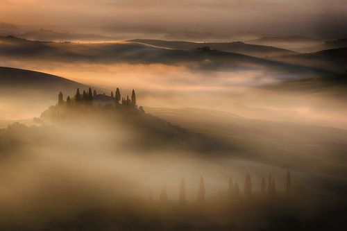 Весенняя Тоскана в тумане